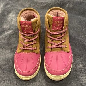 Girls Size 12 High Tops Pink/Brown Oshkosh B’gosh Water Resistant
